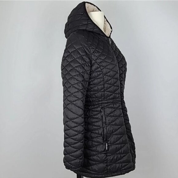 Steve Madden Black Glacier Shield Quilted Faux Fur Hooded Coat Parka Size M - Picture 6 of 12